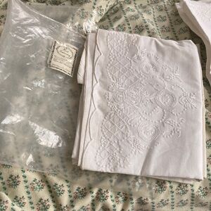 Elegant White Embroidered  Set of 3 pillowcases. New in package. Linen cotton